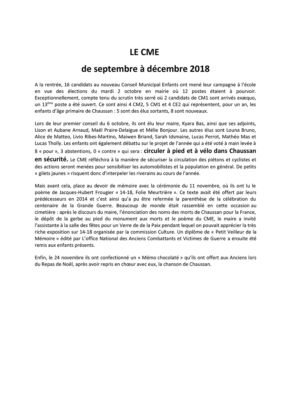 CME de sept a dec 2018